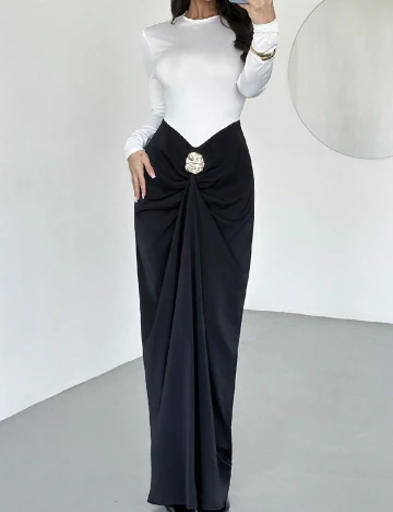 Rochie lunga SHEIN, alb/negru