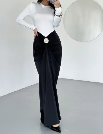 Rochie lunga SHEIN, alb/negru