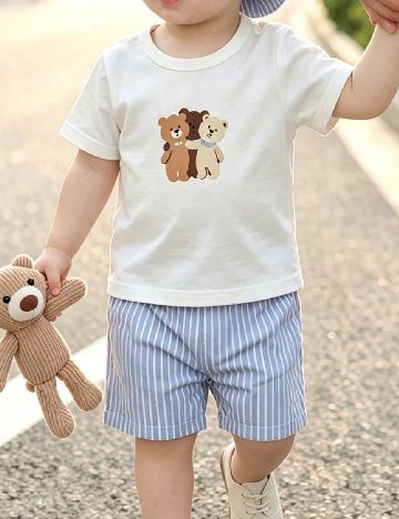 Compleu Shein Kids, alb/albastru