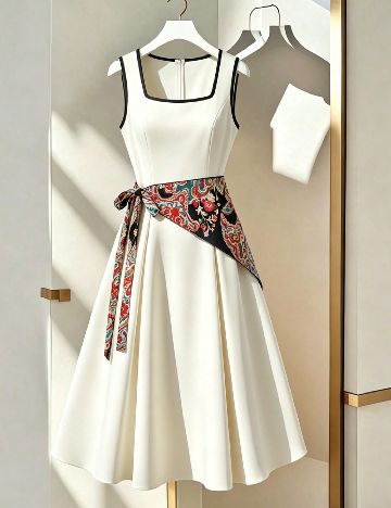 Rochie medie SHEIN, ecru