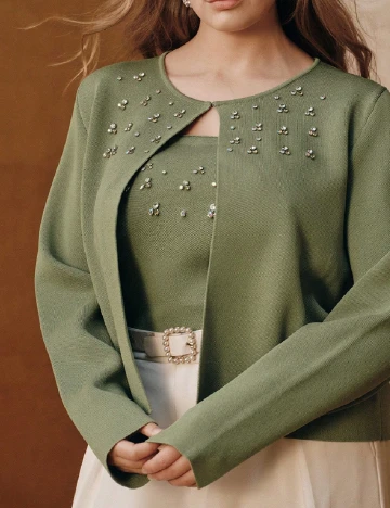 Set Cardigan si Top Anewsta Curve, verde