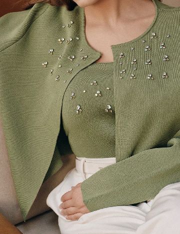 Set Cardigan si Top Anewsta Curve, verde