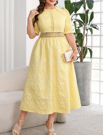 Rochie lunga SHEIN CURVE, galben deschis