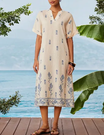 Rochie medie SHEIN, crem/albastru