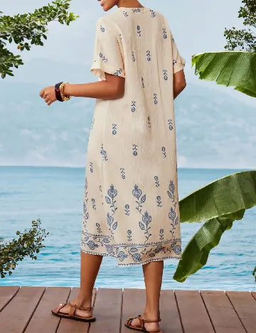 Rochie medie SHEIN, crem/albastru