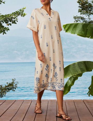 Rochie medie SHEIN, crem/albastru
