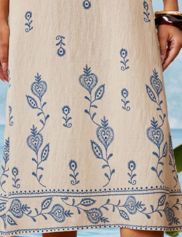 Rochie medie SHEIN, crem/albastru
