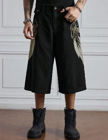 Pantaloni trei sferturi Romwe, negru