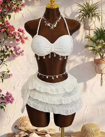Costum de baie SHEIN, ecru
