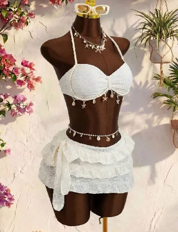 Costum de baie SHEIN, ecru