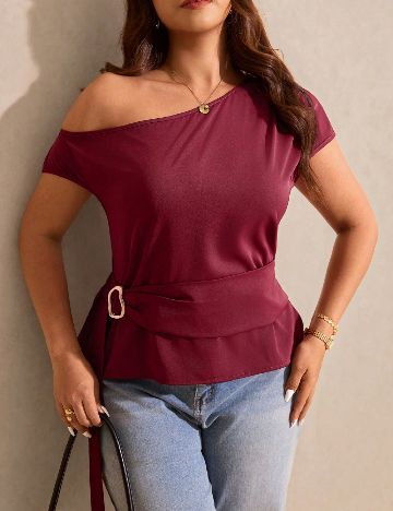 Bluza SHEIN CURVE, grena