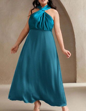 Rochie lunga Anewsta Curve, turcoaz