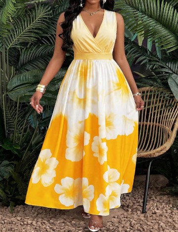Rochie scurta SHEIN CURVE, galben
