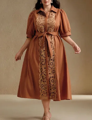 Rochie medie Anewsta Curve, maro