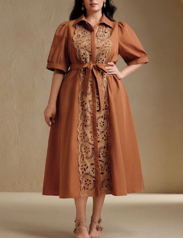 Rochie medie Anewsta Curve, maro