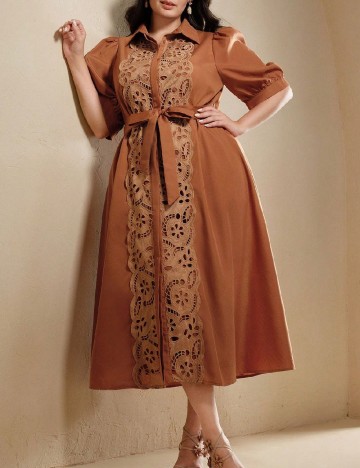 Rochie medie Anewsta Curve, maro