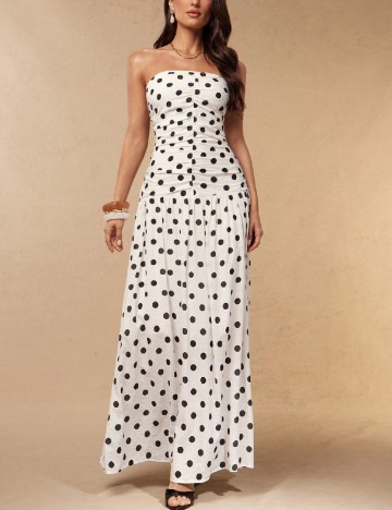 Rochie lunga Silquee, alb/negru