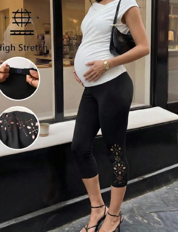 Colanti trei sferturi SHEIN Maternity, negru