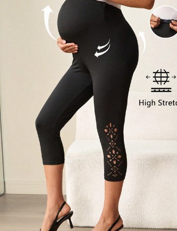 Colanti trei sferturi SHEIN Maternity, negru