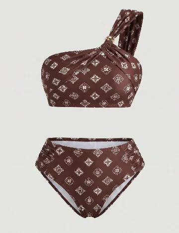 Costum de baie SHEIN CURVE, maro