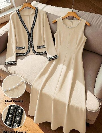 Set Rochie si Cardigan SHEIN, crem