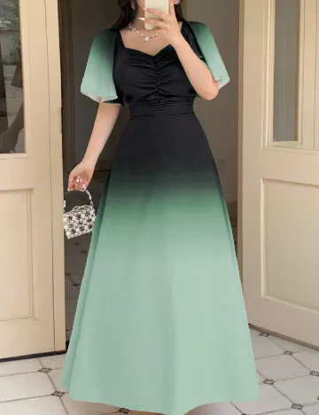 Rochie lunga SHEIN, verde/negru