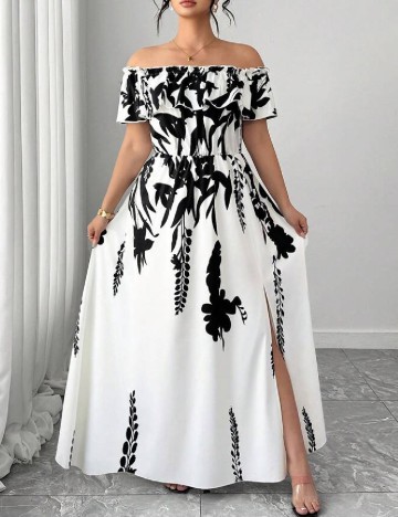 Rochie lunga SHEIN CURVE, alb/negru