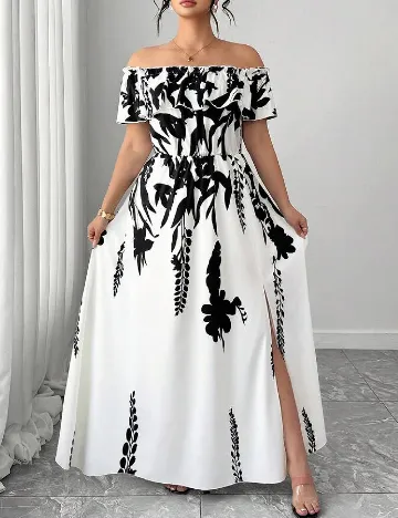 Rochie lunga SHEIN CURVE, alb/negru