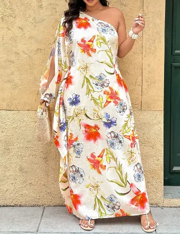 Rochie lunga SHEIN CURVE, alb floral