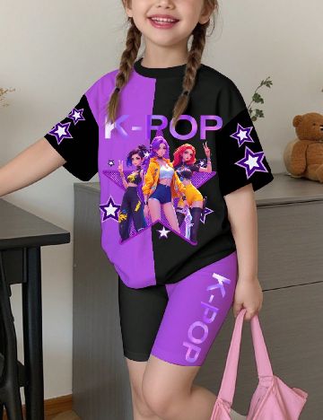 Compleu Shein Kids, mov/negru