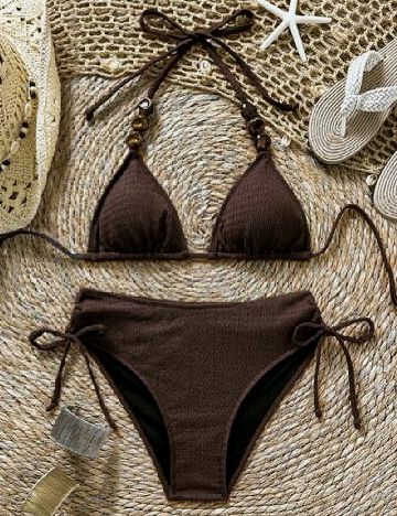 Costum de baie SHEIN, maro inchis