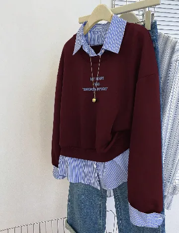 Bluza SHEIN, visiniu/albastru