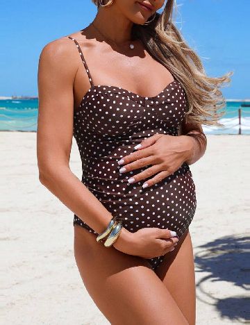 Costum de baie SHEIN Maternity, maro