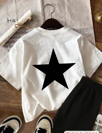 Compleu Shein Kids, alb/negru