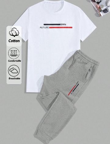 Compleu SHEIN, alb/gri