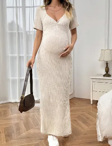 Rochie lunga SHEIN Maternity, crem