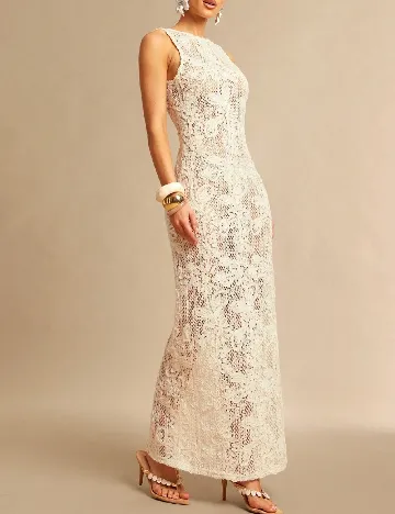 Rochie lunga Silquee, crem