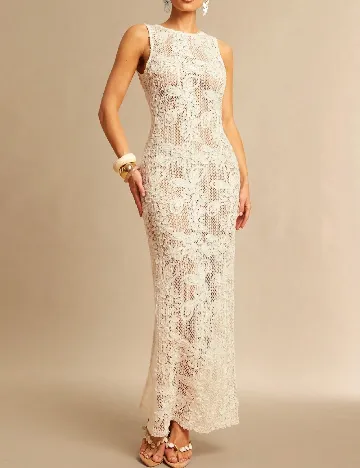 Rochie lunga Silquee, crem