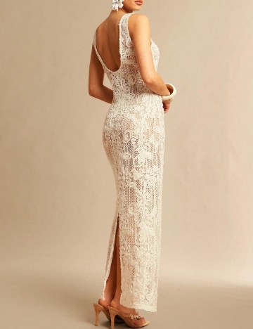 Rochie lunga Silquee, crem