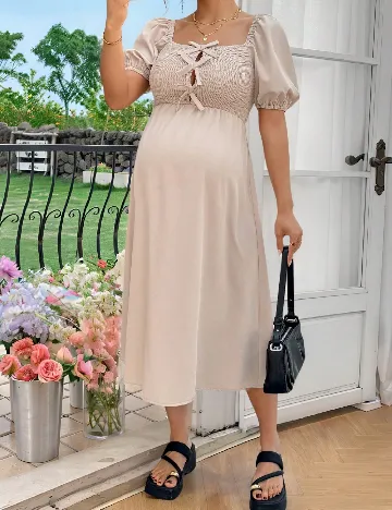 Rochie medie SHEIN Maternity, crem
