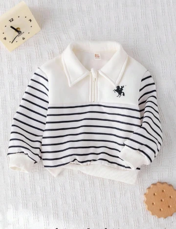 Bluza Shein Kids, ecru/negru