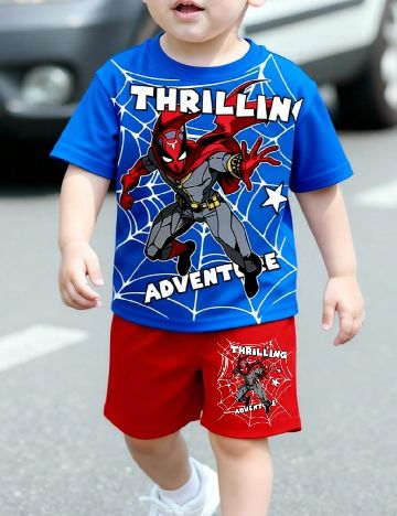 Compleu Shein Kids, albastru/rosu