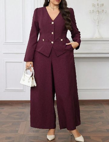 Compleu SHEIN CURVE, burgundy