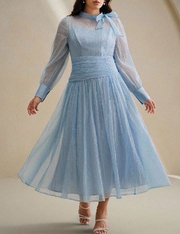 Rochie lunga Anewsta Curve, albastru