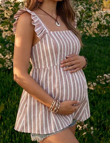 Bluza SHEIN Maternity, maro/alb