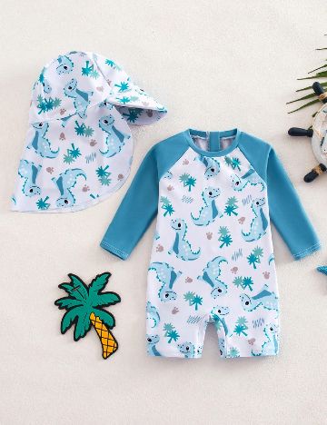 Costum de baie Shein Kids, albastru