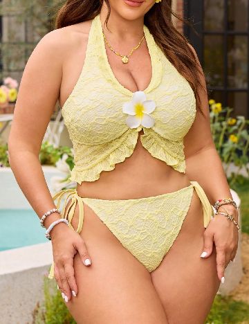 Costum de baie SHEIN CURVE, galben
