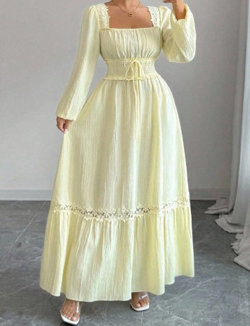 Rochie lunga SHEIN CURVE, galben deschis
