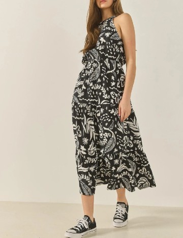 Rochie lunga SHEIN, negru/alb