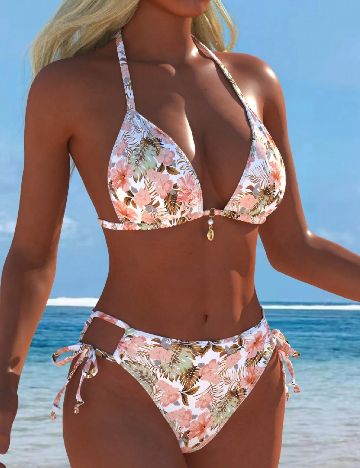 Costum de baie SHEIN, alb floral